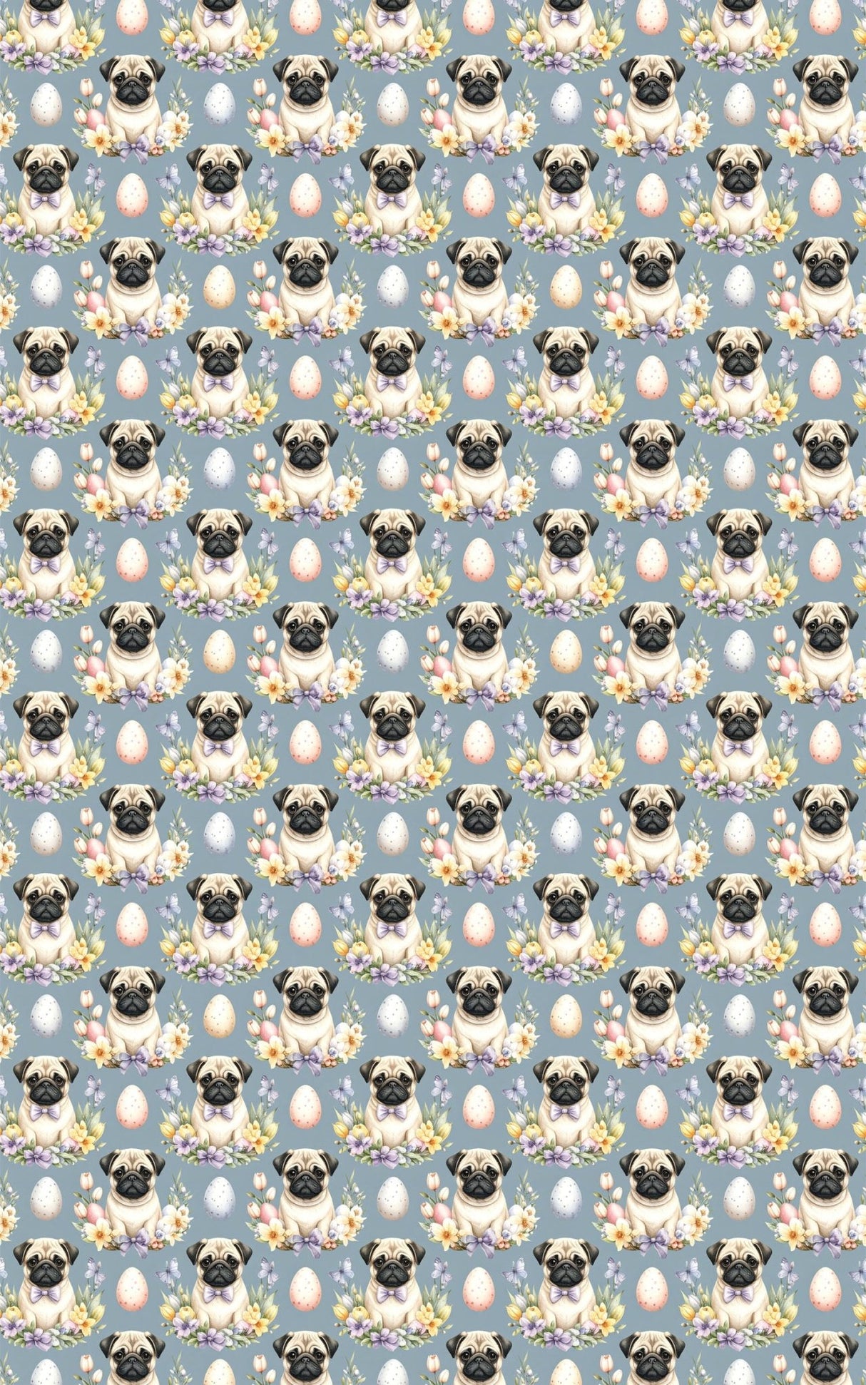 Easter Blooms Pug Wrapping Paper - London Penny Gift Wrap