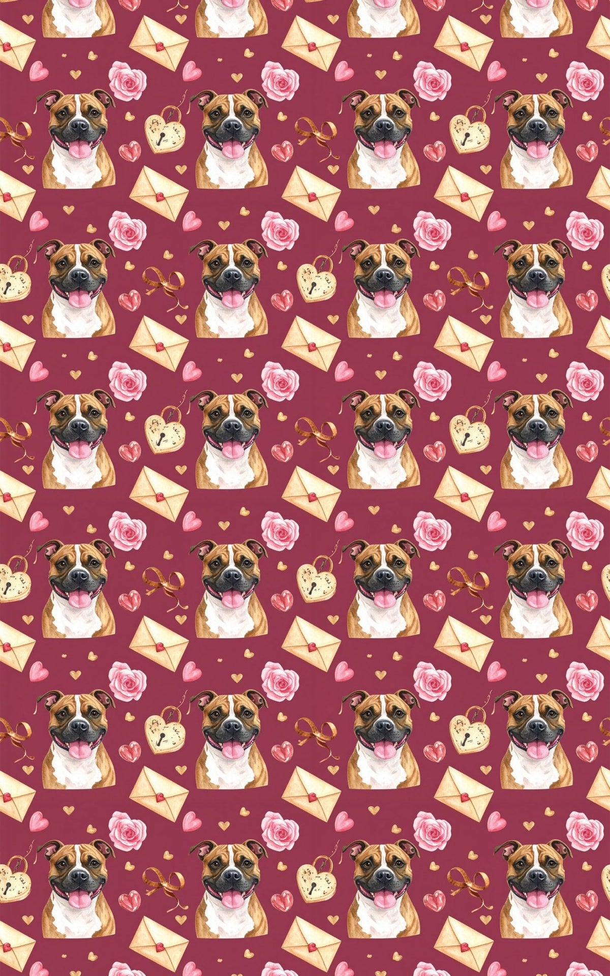 Valentine’s Staffy Sweethearts Wrapping Paper - London Penny Gift Wrap