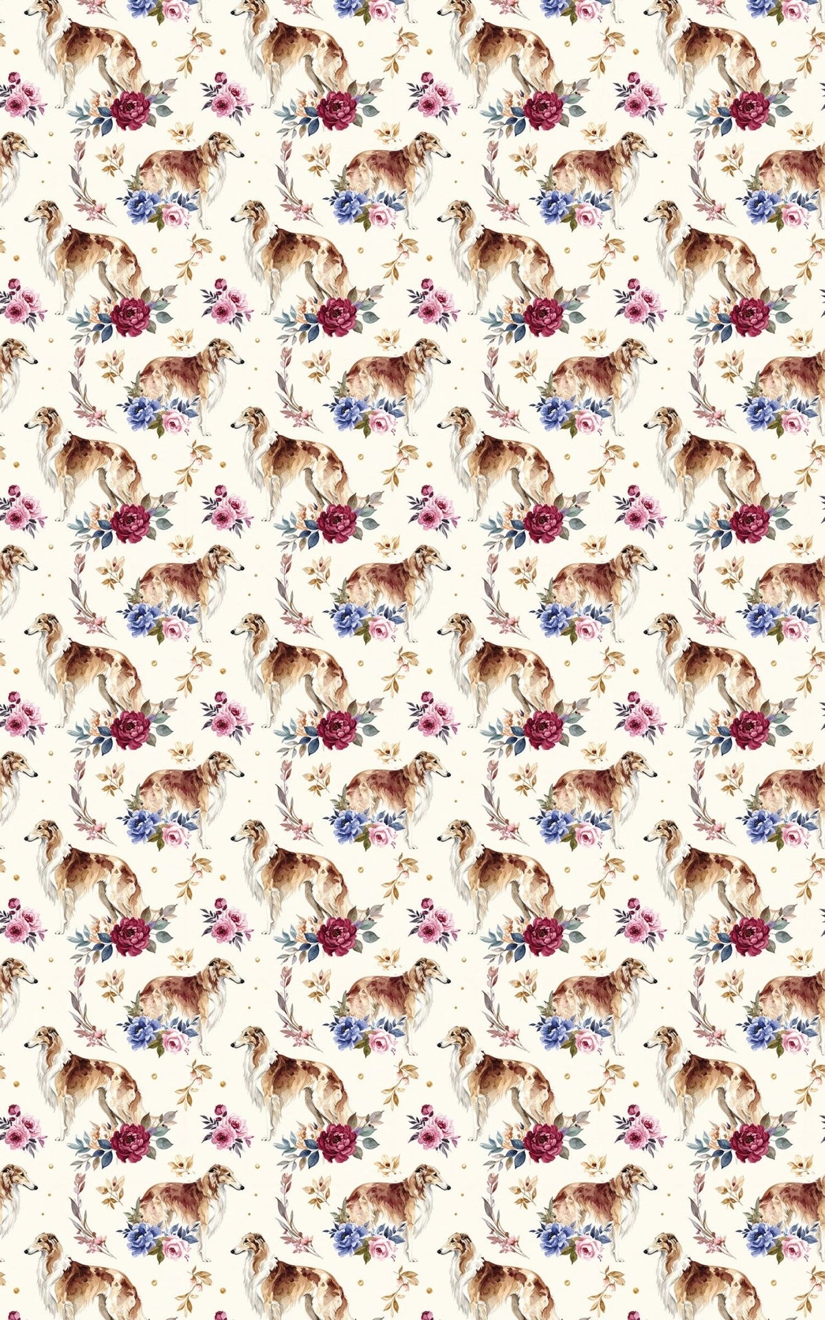 Botanical Borzoi Wrapping Paper - London Penny Gift Wrap