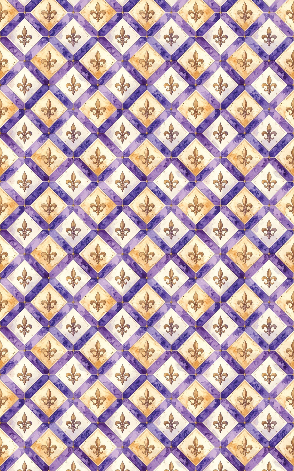 Purple Fleur-de-Lis Lattice Wrapping Paper