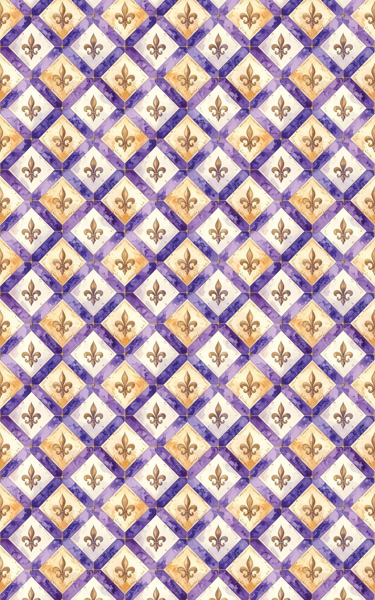 Purple Fleur-de-Lis Lattice Wrapping Paper - London Penny Gift Wrap