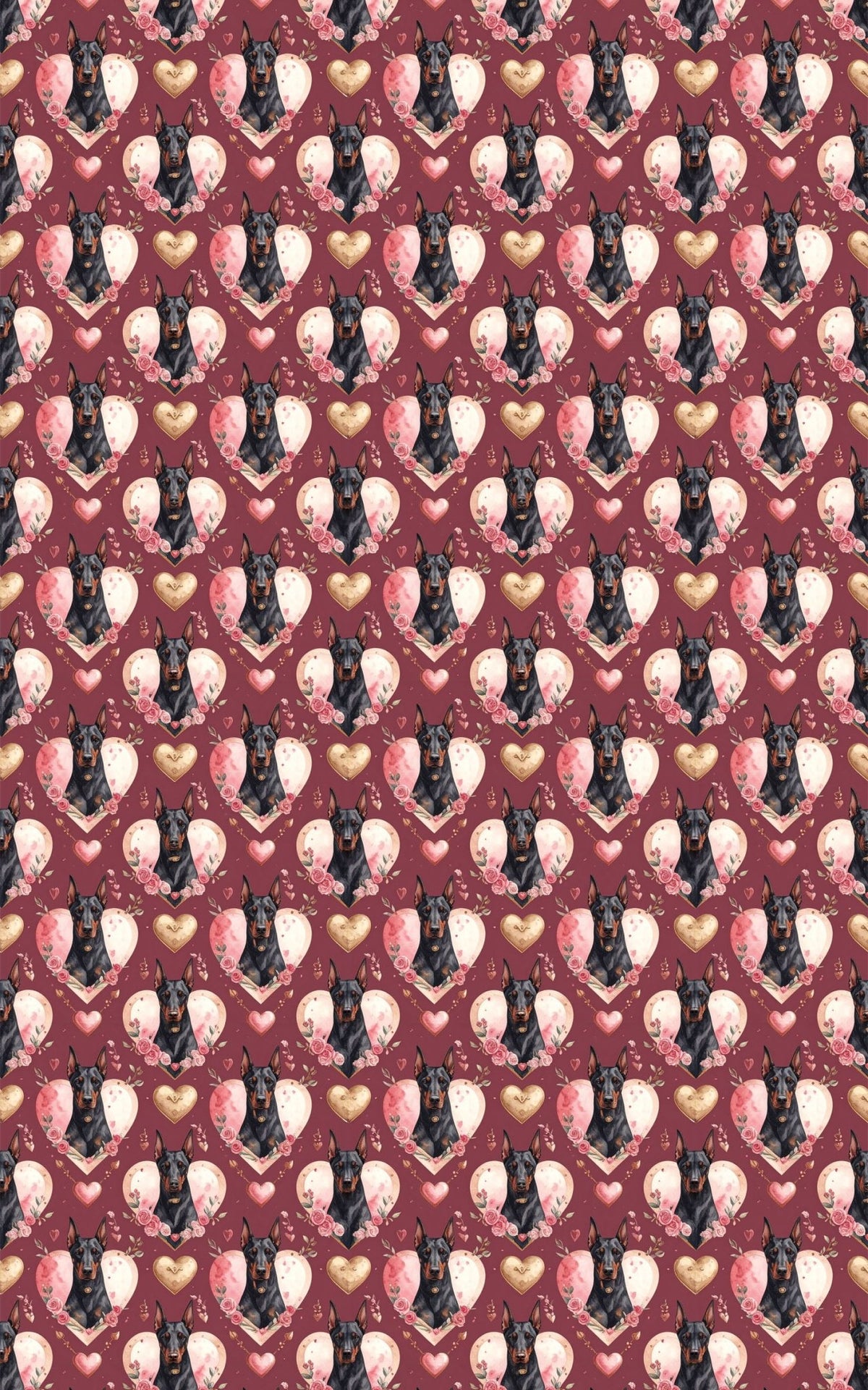 Romantic Valentine’s Doberman Wrapping Paper - London Penny Gift Wrap