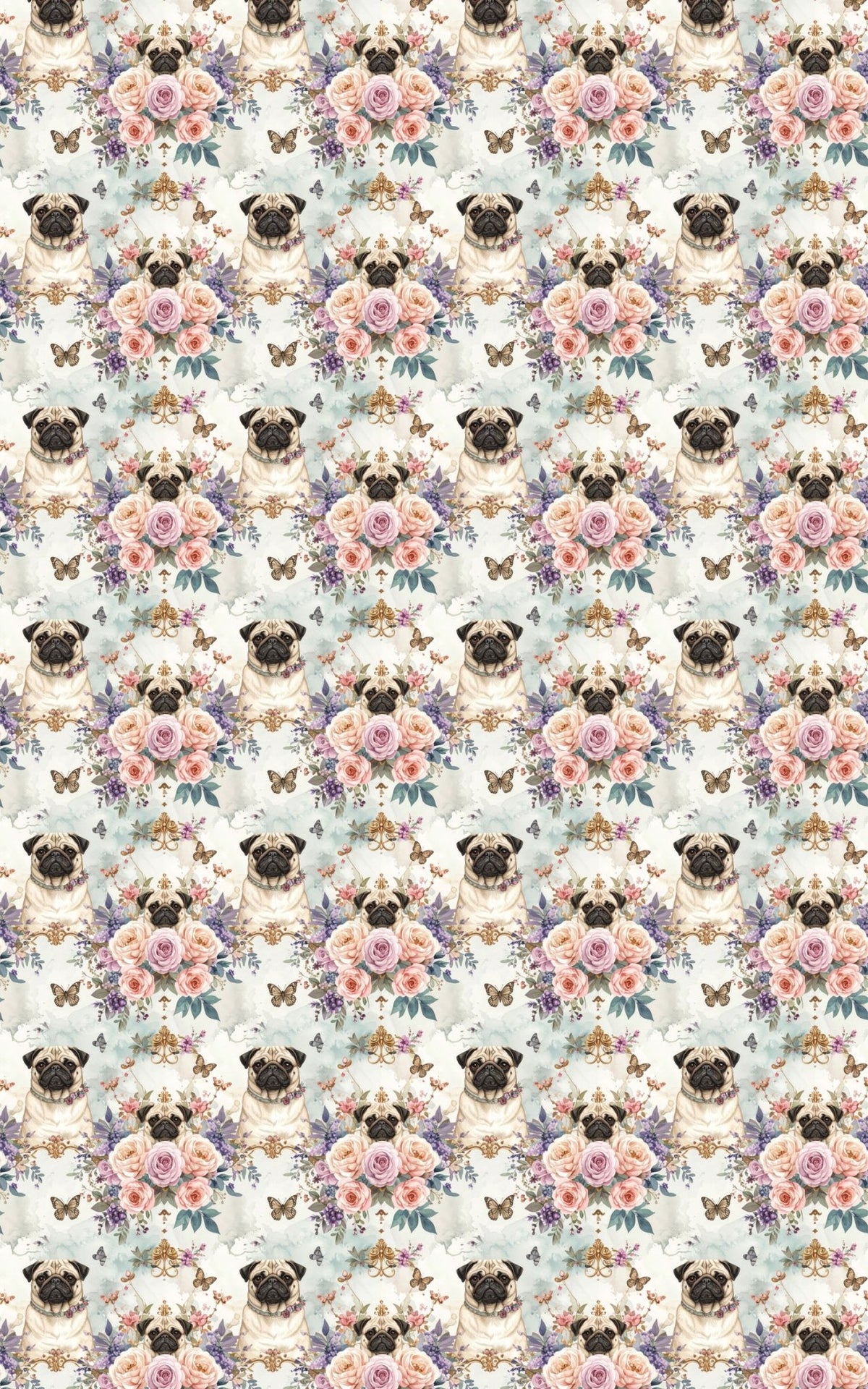 Pug Garden Party Wrapping Paper - London Penny Gift Wrap