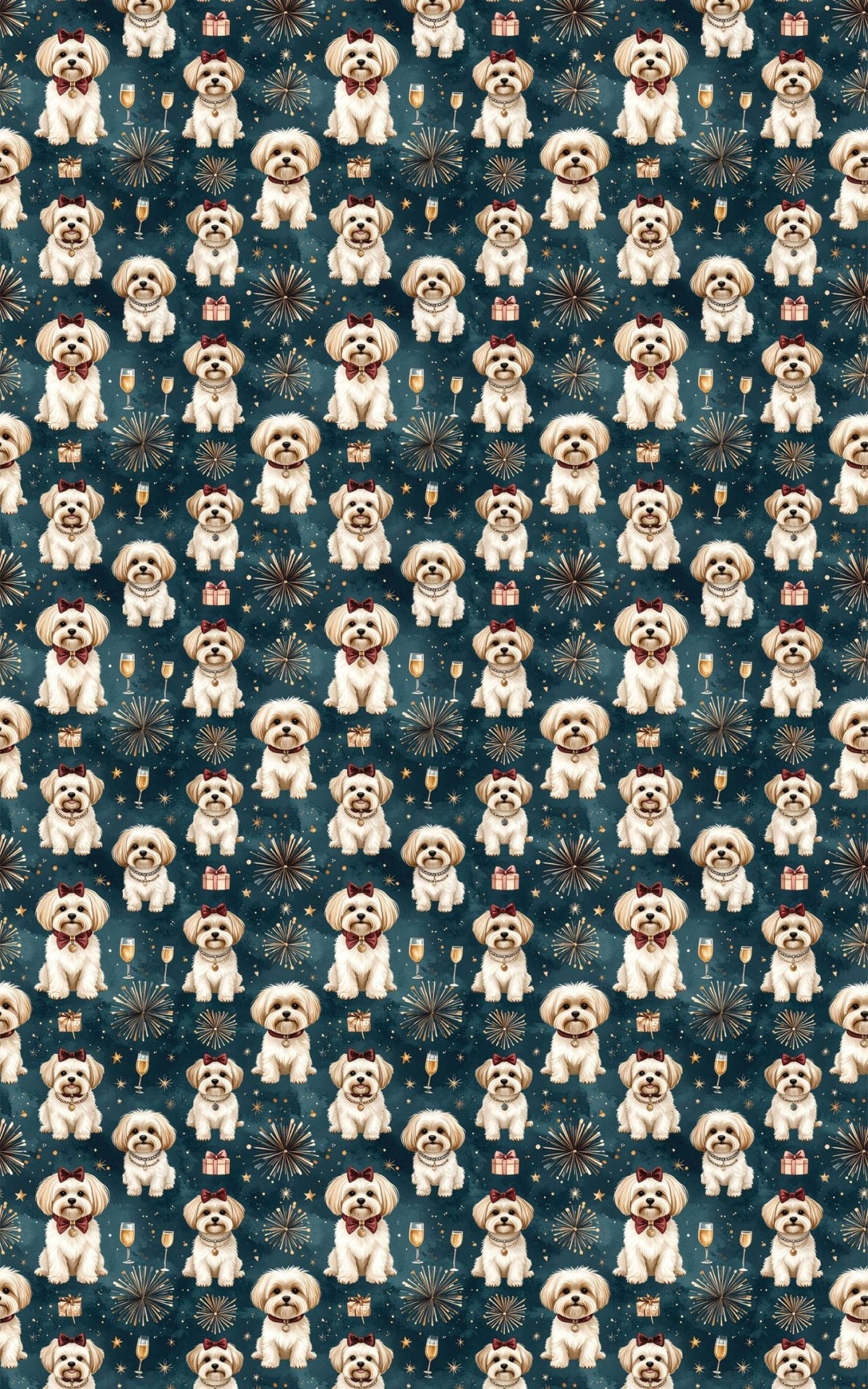 New Year’s Eve Maltese Wrapping Paper - London Penny Gift Wrap