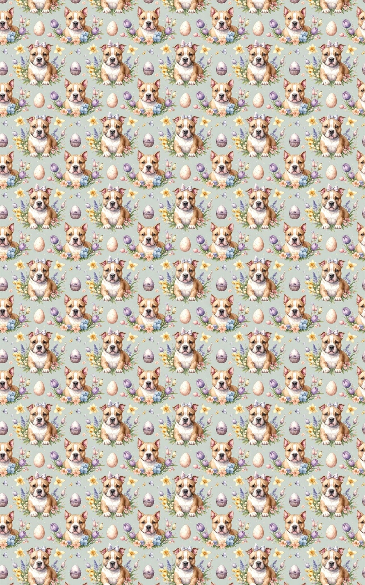 Easter Staffy Garden Wrapping Paper - London Penny Gift Wrap