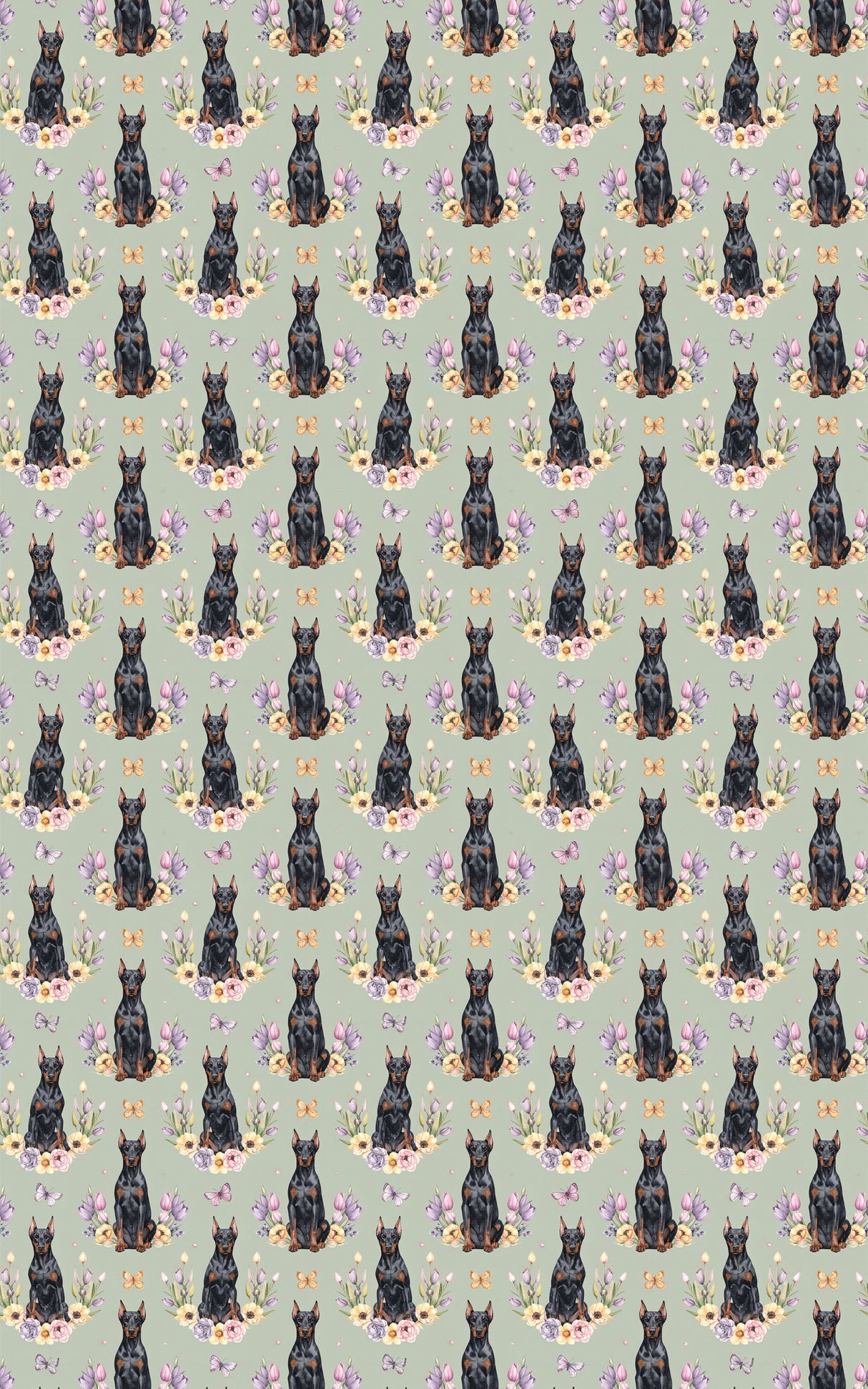 Spring Celebration Doberman Wrapping Paper