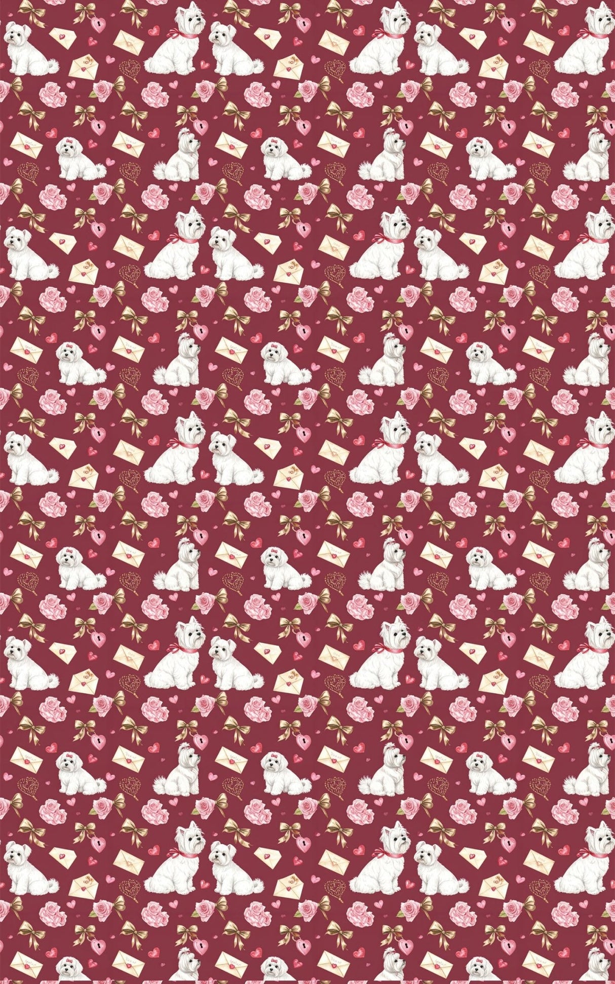 Charming Valentine’s Maltese Wrapping Paper - London Penny Gift Wrap