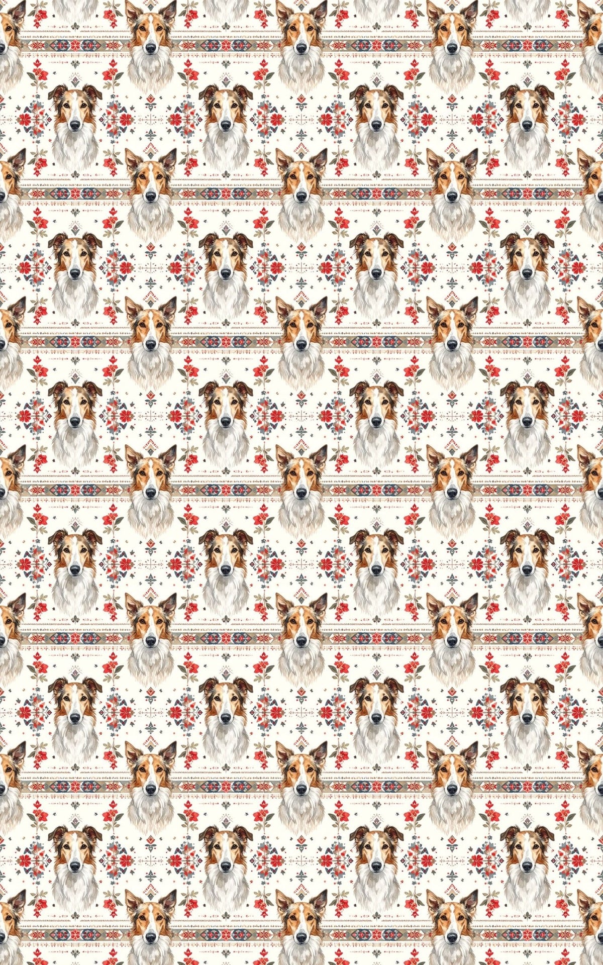Russian Patterns Borzoi Wrapping Paper - London Penny Gift Wrap