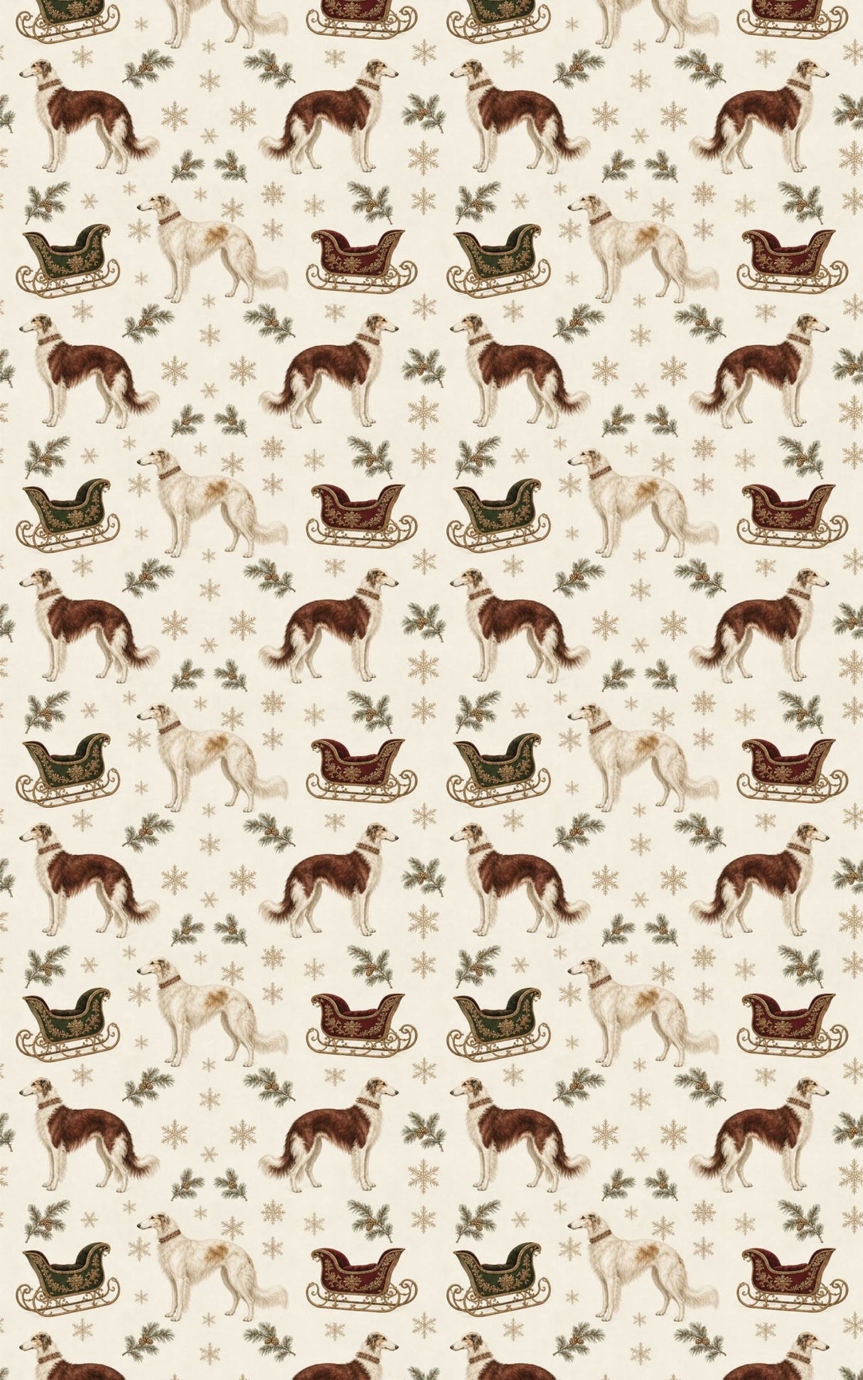 Winter Sled Borzoi Wrapping Paper - London Penny Gift Wrap
