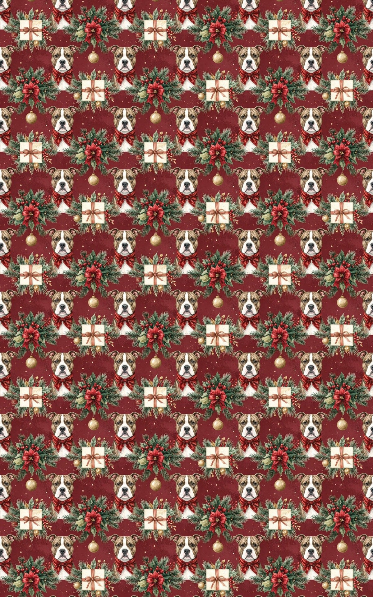 Traditional Christmas Staffies Wrapping Paper - London Penny Gift Wrap