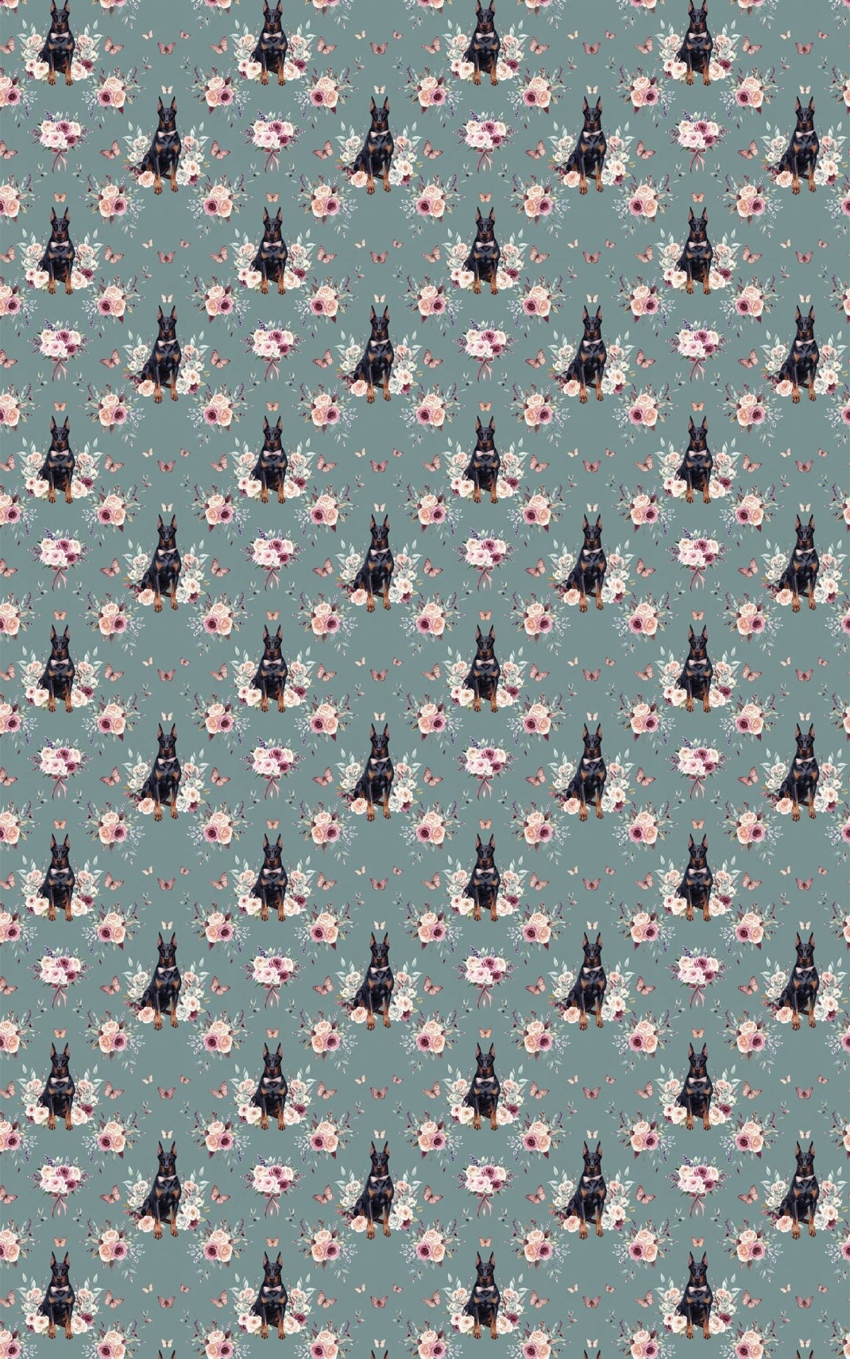 Doberman Garden Party Wrapping Paper - London Penny Gift Wrap