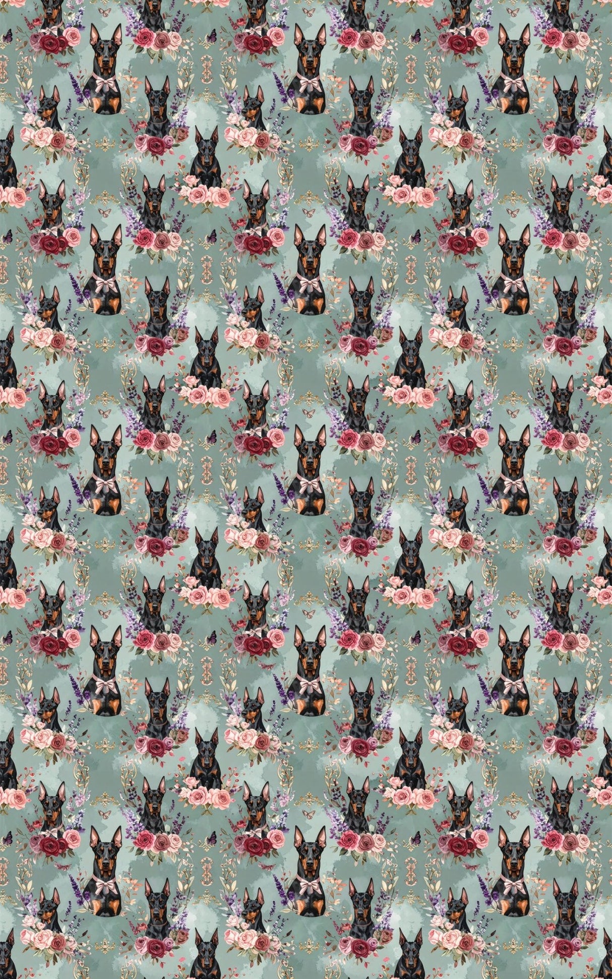 Doberman Garden Charm Wrapping Paper - London Penny Gift Wrap