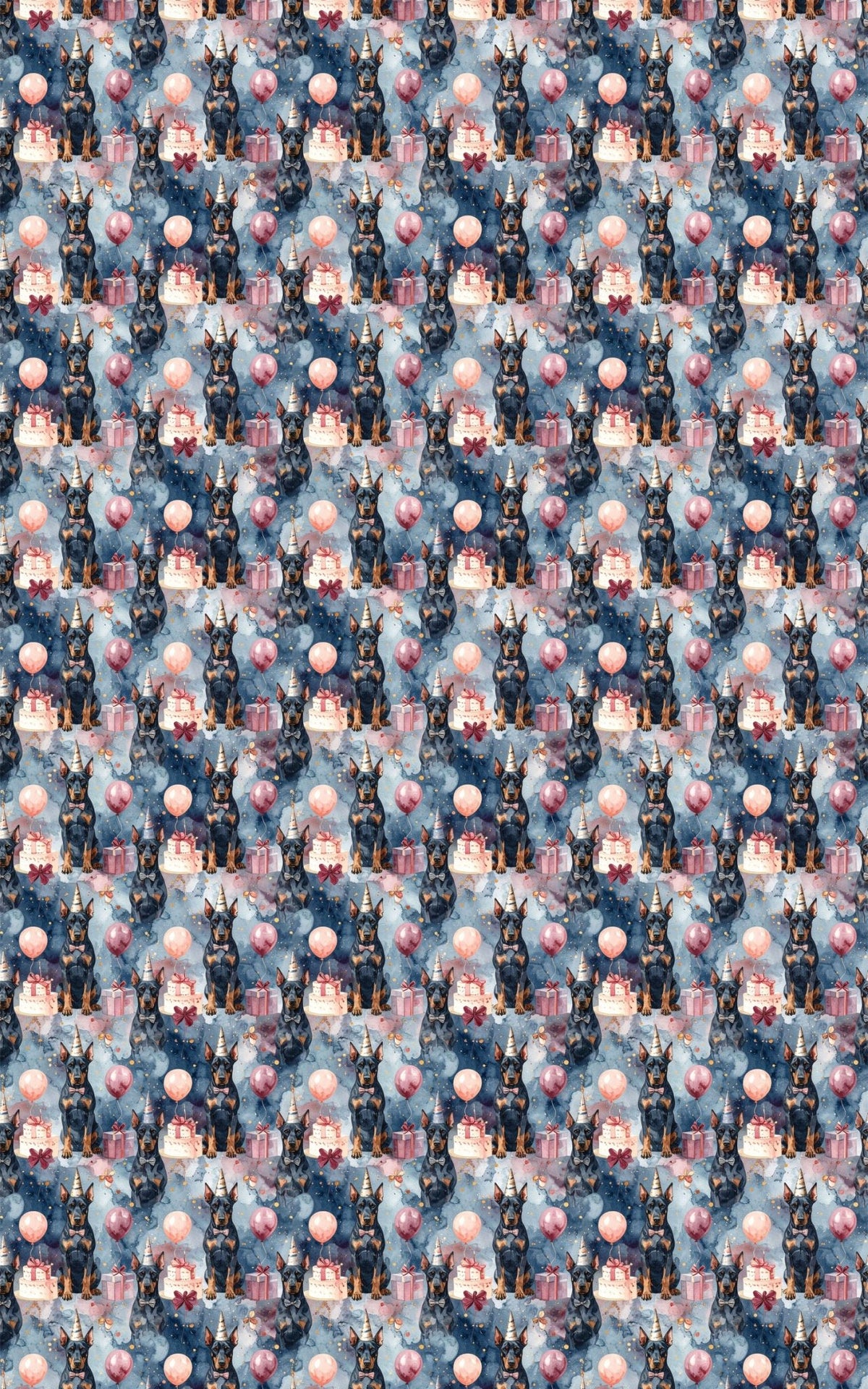 Elegant Birthday Dobermans Wrapping Paper - London Penny Gift Wrap