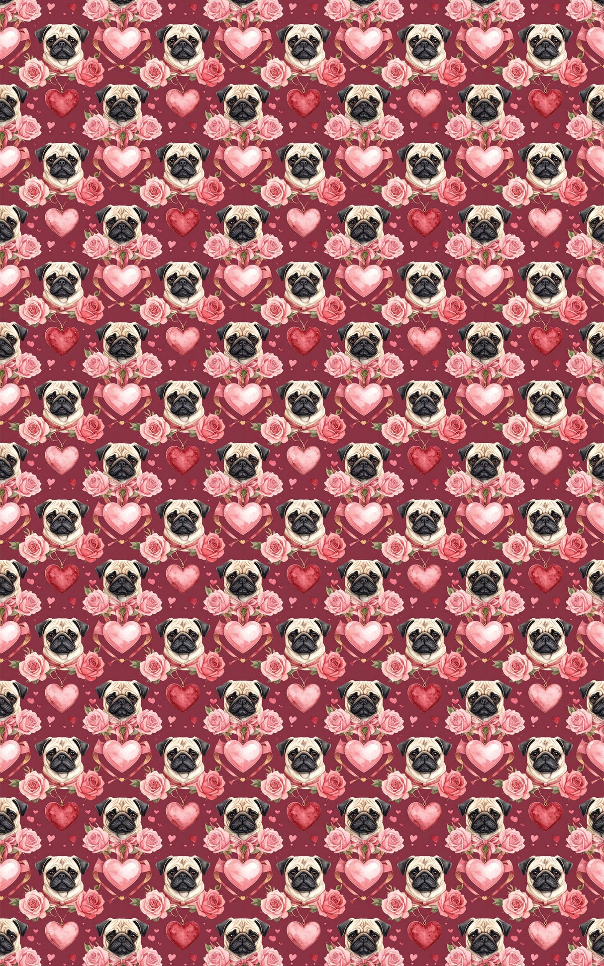 Valentine’s Pug Sweethearts Wrapping Paper