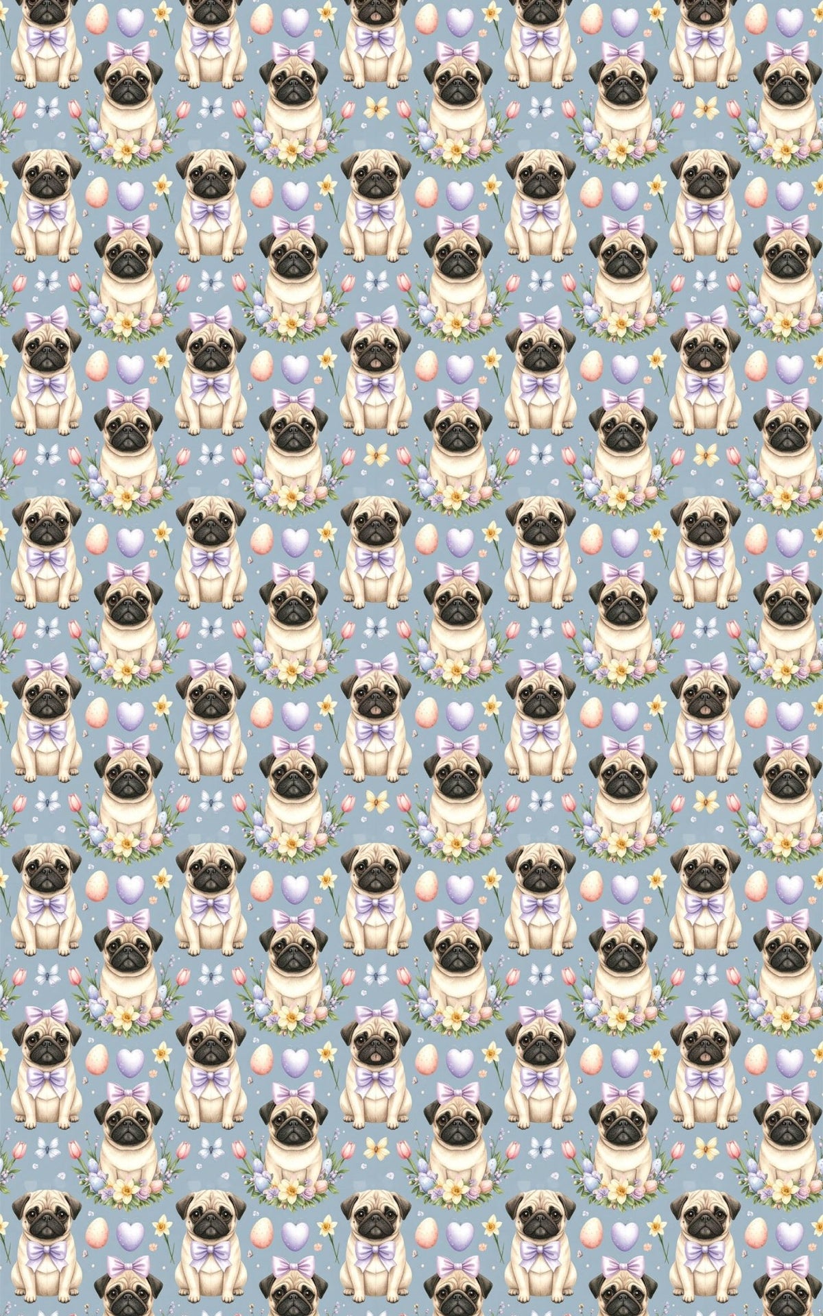 Pastel Easter Pugs Wrapping Paper - London Penny Gift Wrap