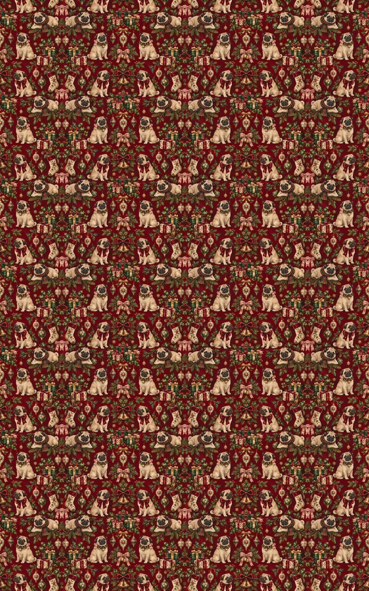 Victorian Pug Holiday Wrapping Paper - London Penny Gift Wrap