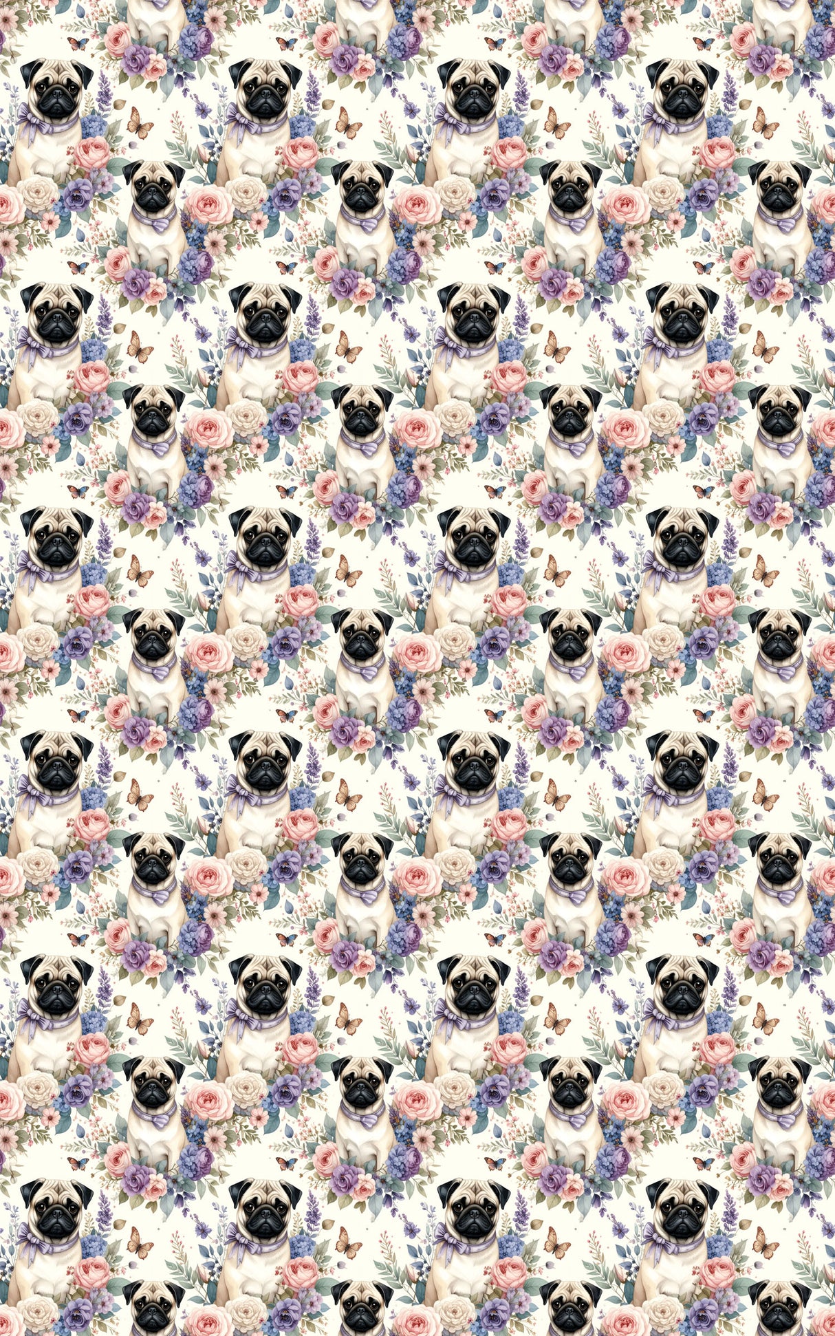 Mother’s Day Pug Bouquet Wrapping Paper