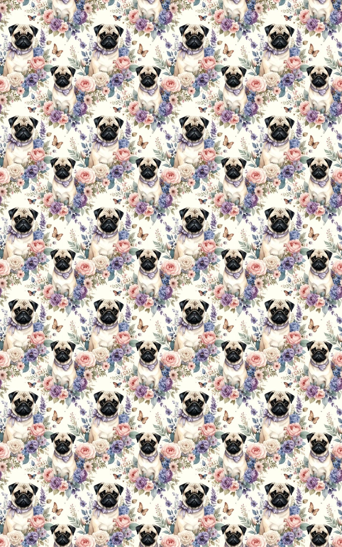 Mother’s Day Pug Bouquet Wrapping Paper - London Penny Gift Wrap