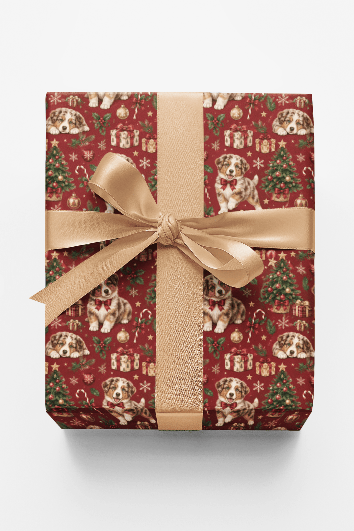 Red Merle Christmas Celebration Wrapping Paper - London Penny Gift Wrap