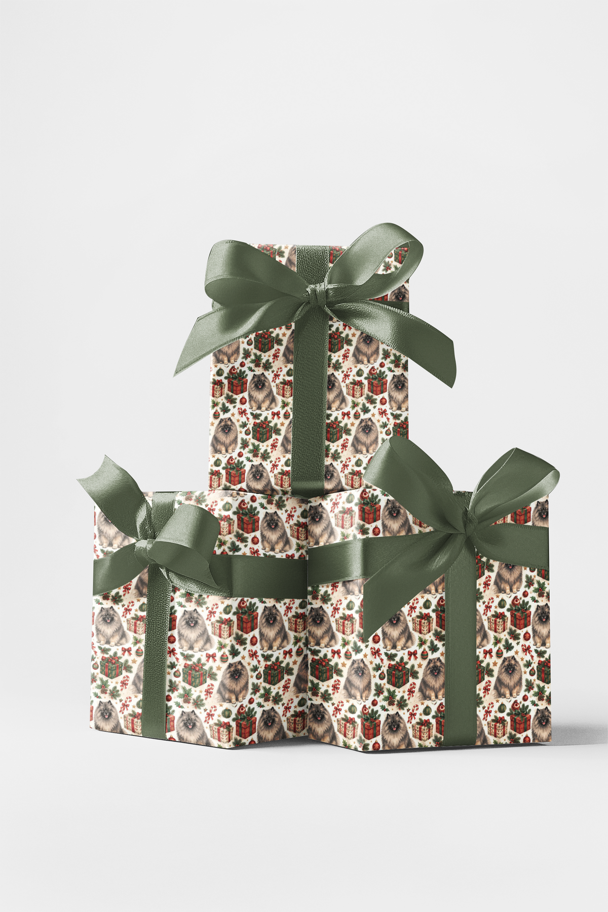 Keeshond Christmas Gift Parade Wrapping Paper