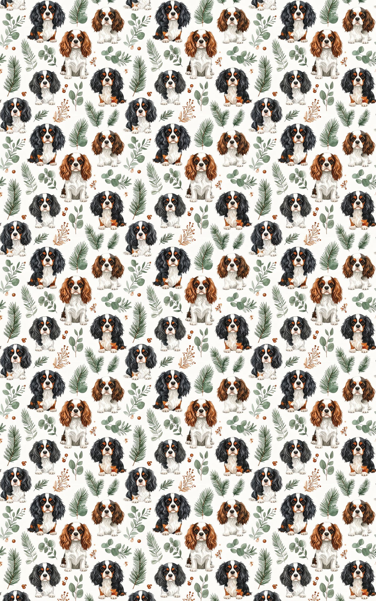Classic Garden Spaniels Wrapping Paper