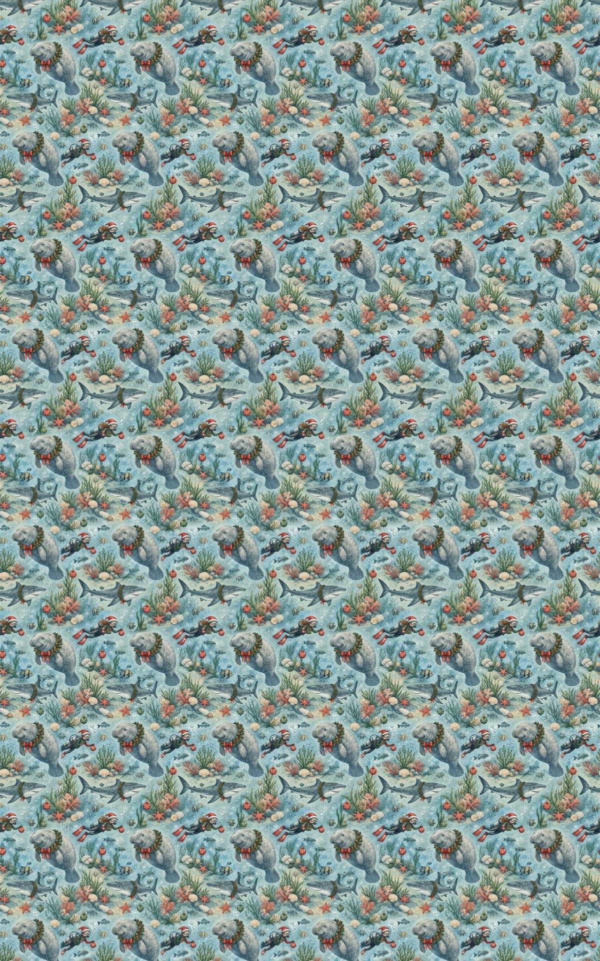 Manatee Christmas Wishes Wrapping Paper - London Penny Gift Wrap