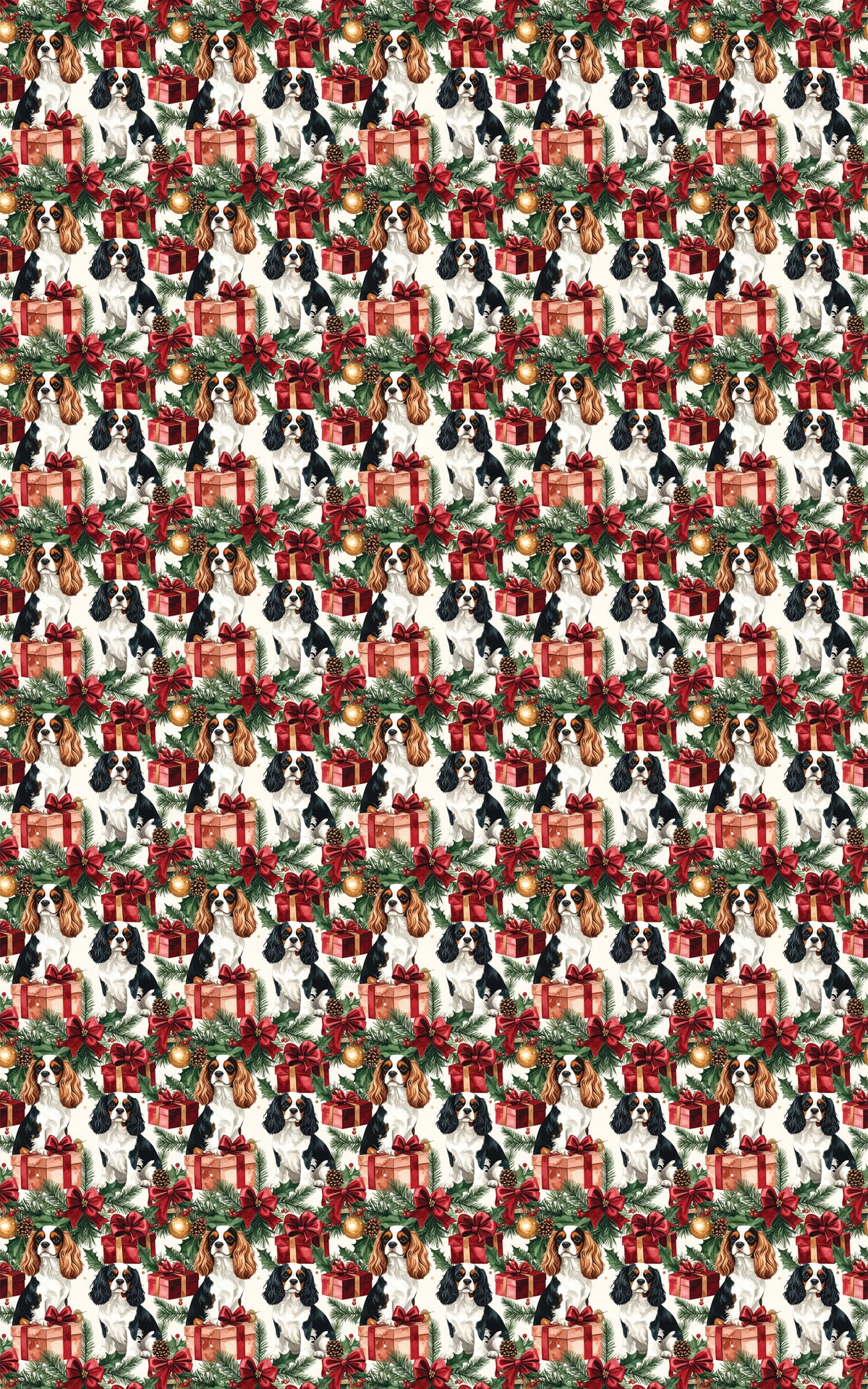 Cozy Christmas Presents & Cavaliers Wrapping Paper