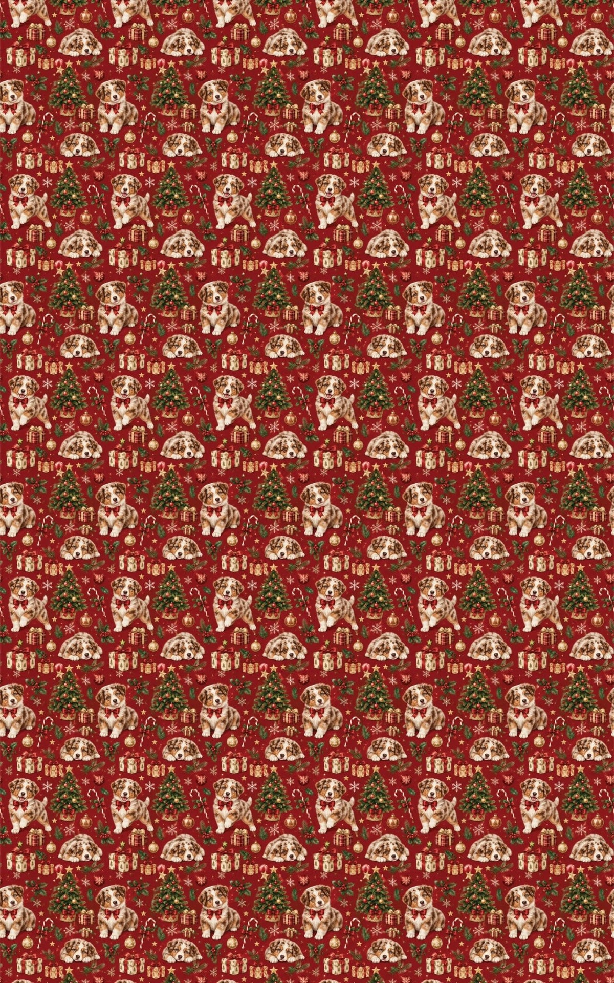 Red Merle Christmas Celebration Wrapping Paper - London Penny Gift Wrap