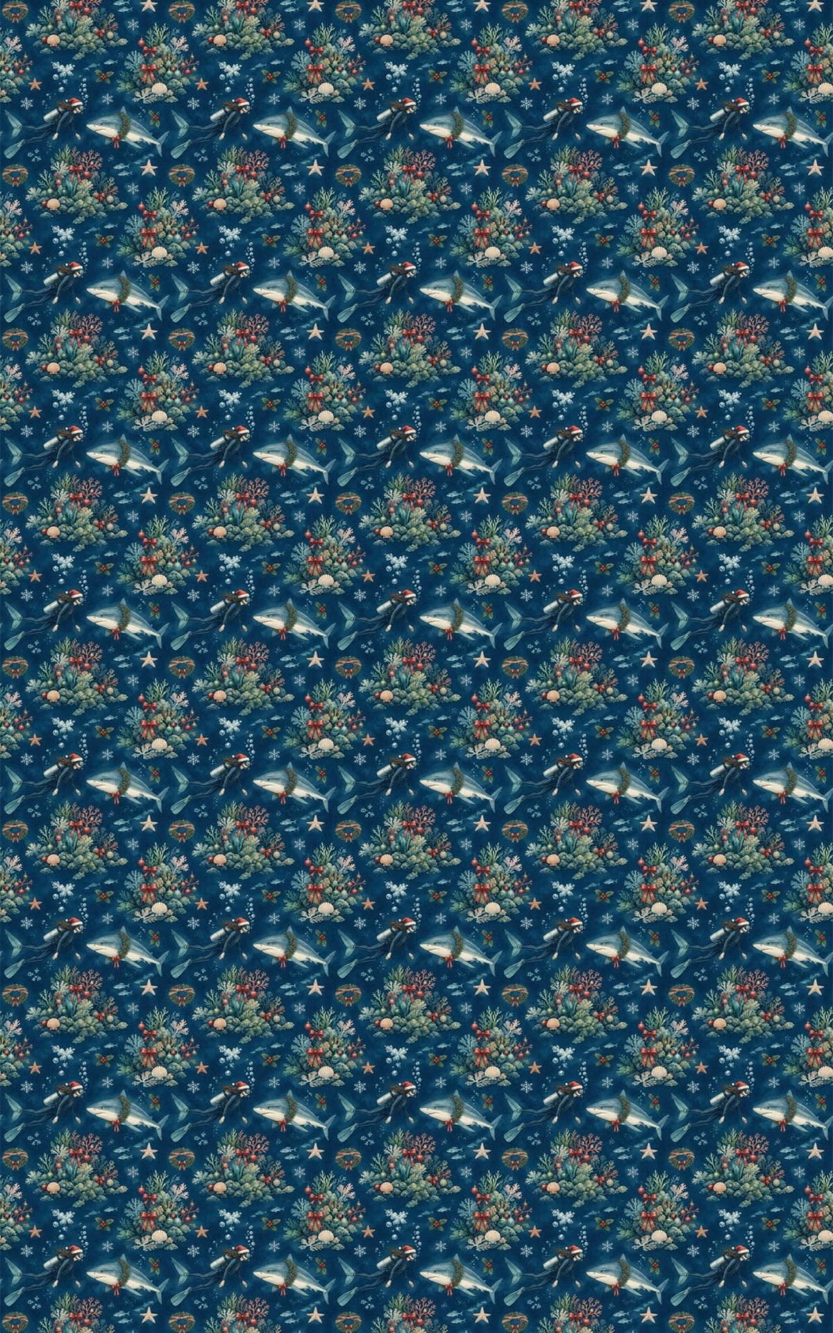 Christmas Shark Dive Wrapping Paper - London Penny Gift Wrap
