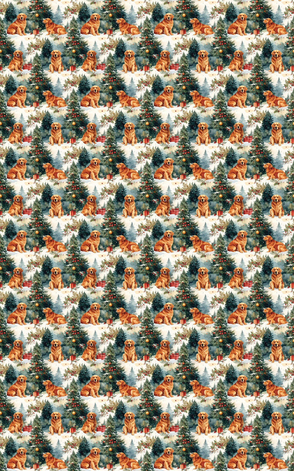 Snowy Christmas Golden Retrievers Wrapping Paper