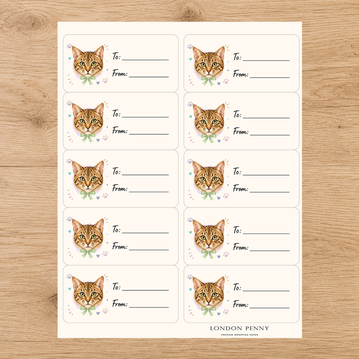 Ocicat Purrfectly Yours Gift Tag Sticker Sheet