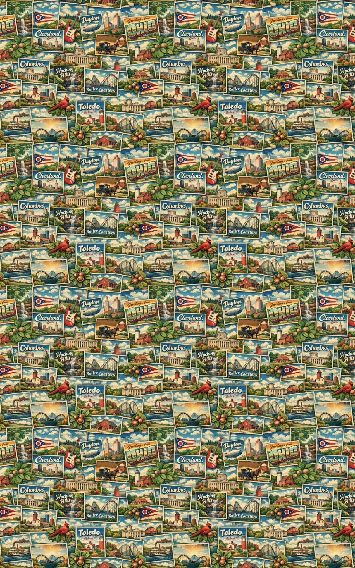 Ohio Postcard Memories - London Penny Gift Wrap