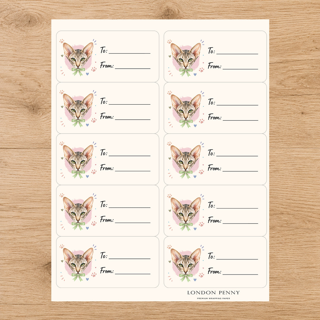 Oriental Shorthair Purrfectly Yours Gift Tag Sticker Sheet