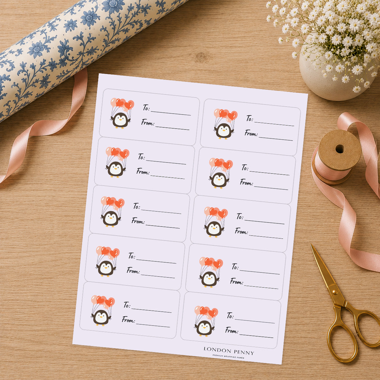Penguin Party Gift Tag Sticker Sheet