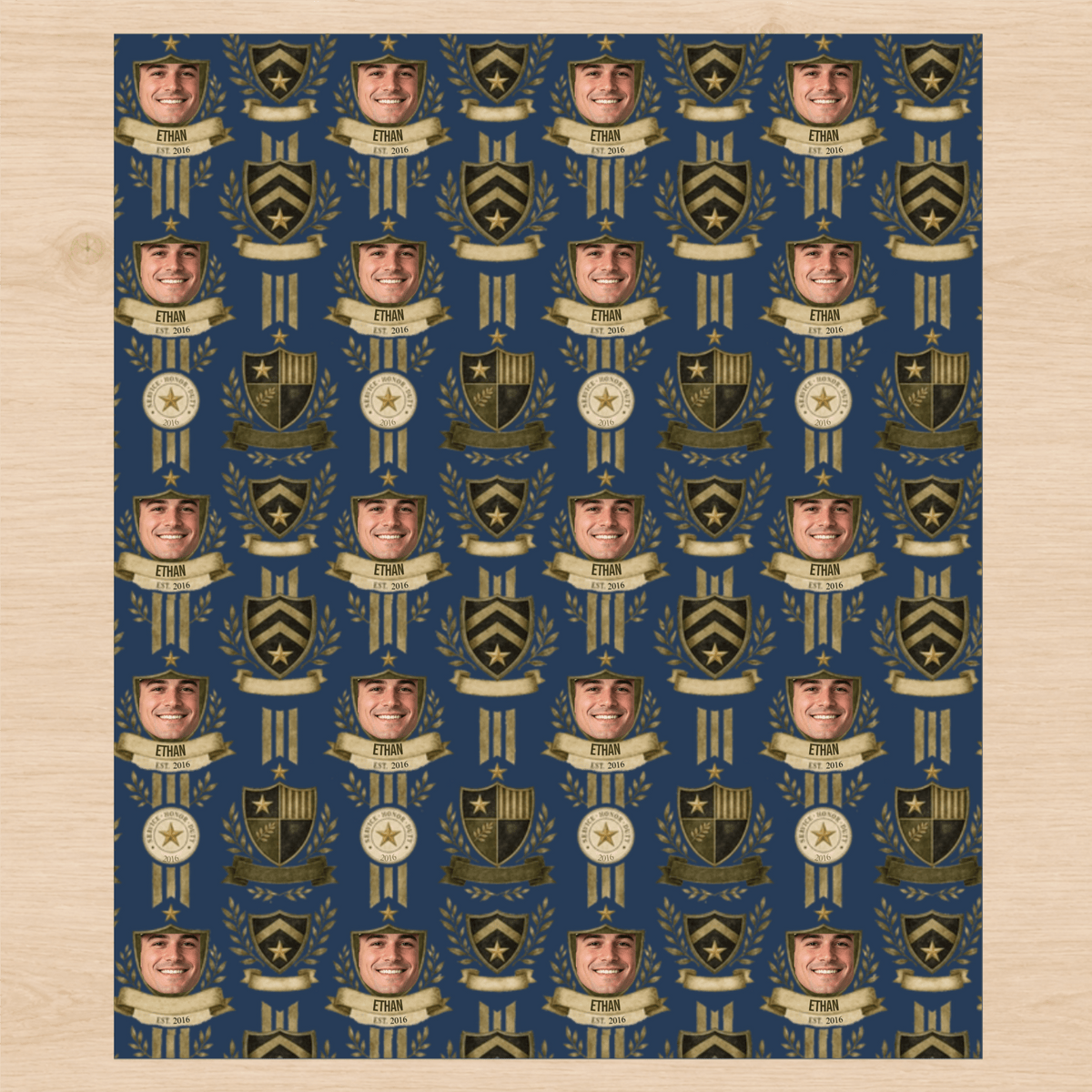Personalized Classic Regimental Crest Wrapping Paper | Custom Gift Wrap - London Penny Gift Wrap