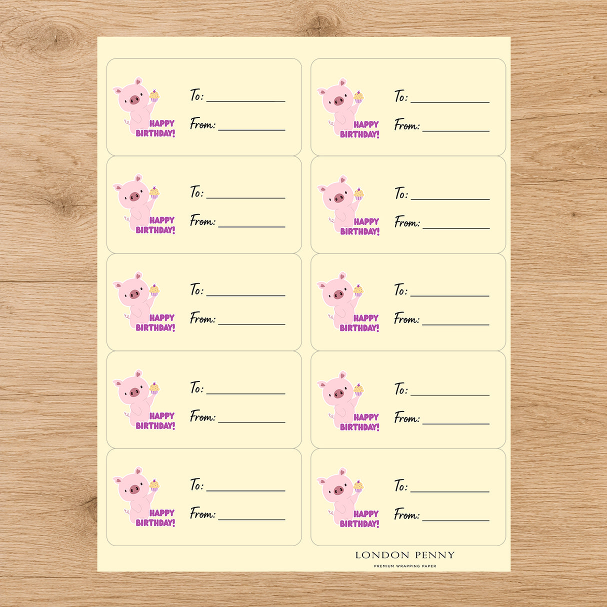 Piggy’s Birthday Treat Gift Tag Sticker Sheet
