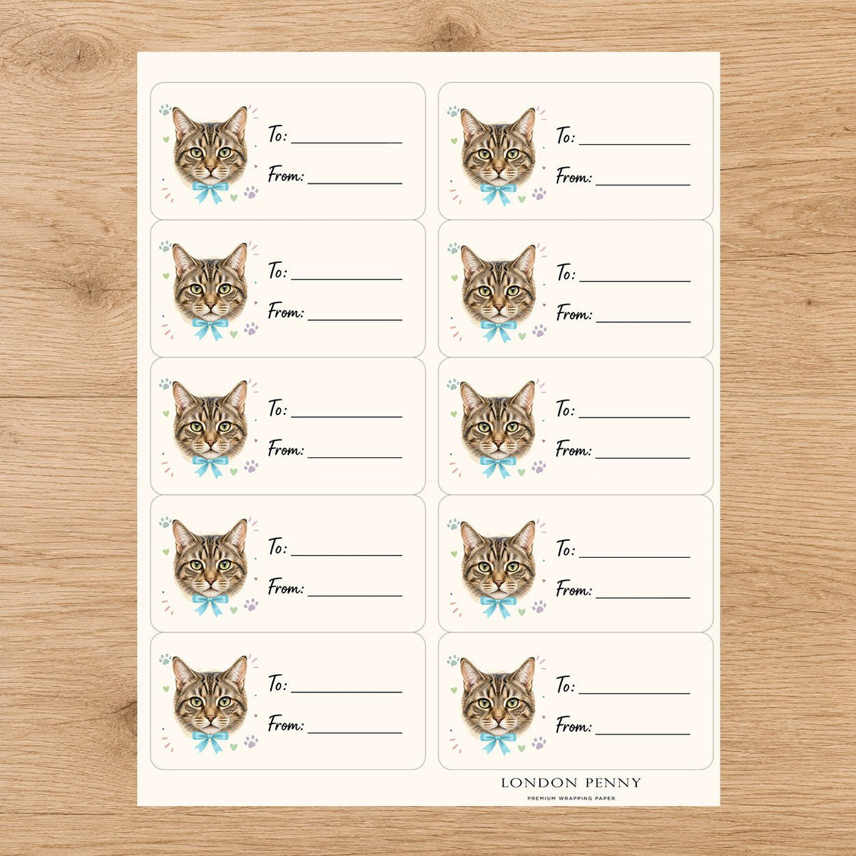 Pixiebob Purrfectly Yours Gift Tag Sticker Sheet - London Penny Gift Wrap