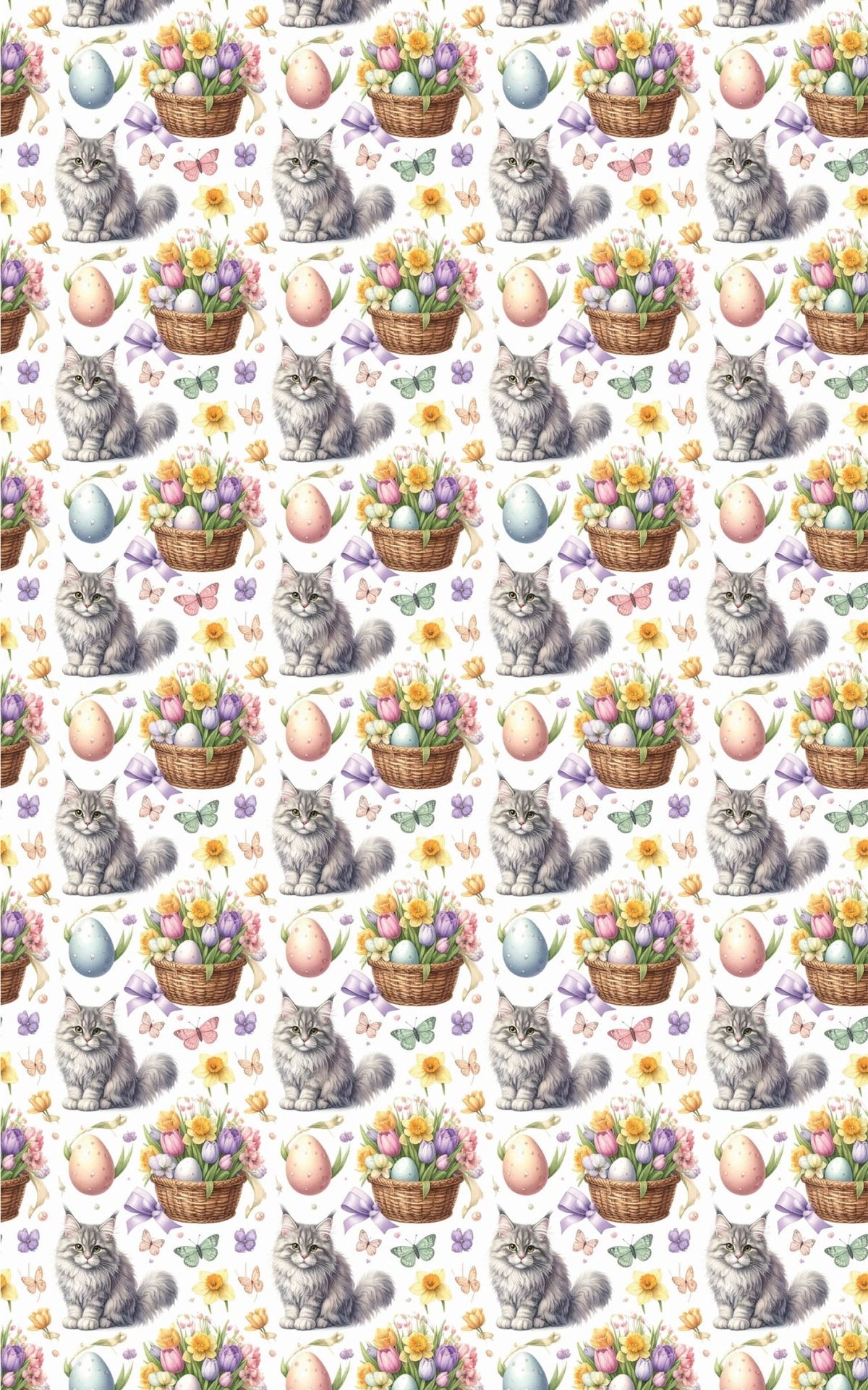 Easter Garden Cats (Maine Coon) Wrapping Paper - London Penny Gift Wrap