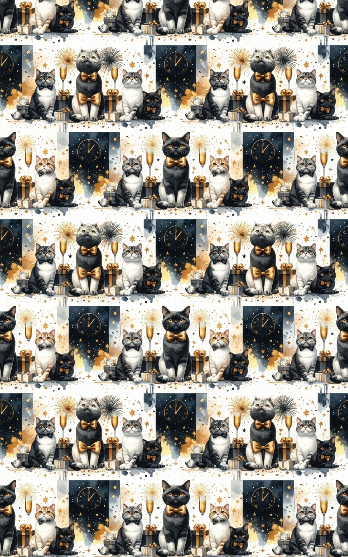 New Year's Celebration (Exotic Shorthair) Wrapping Paper - London Penny Gift Wrap