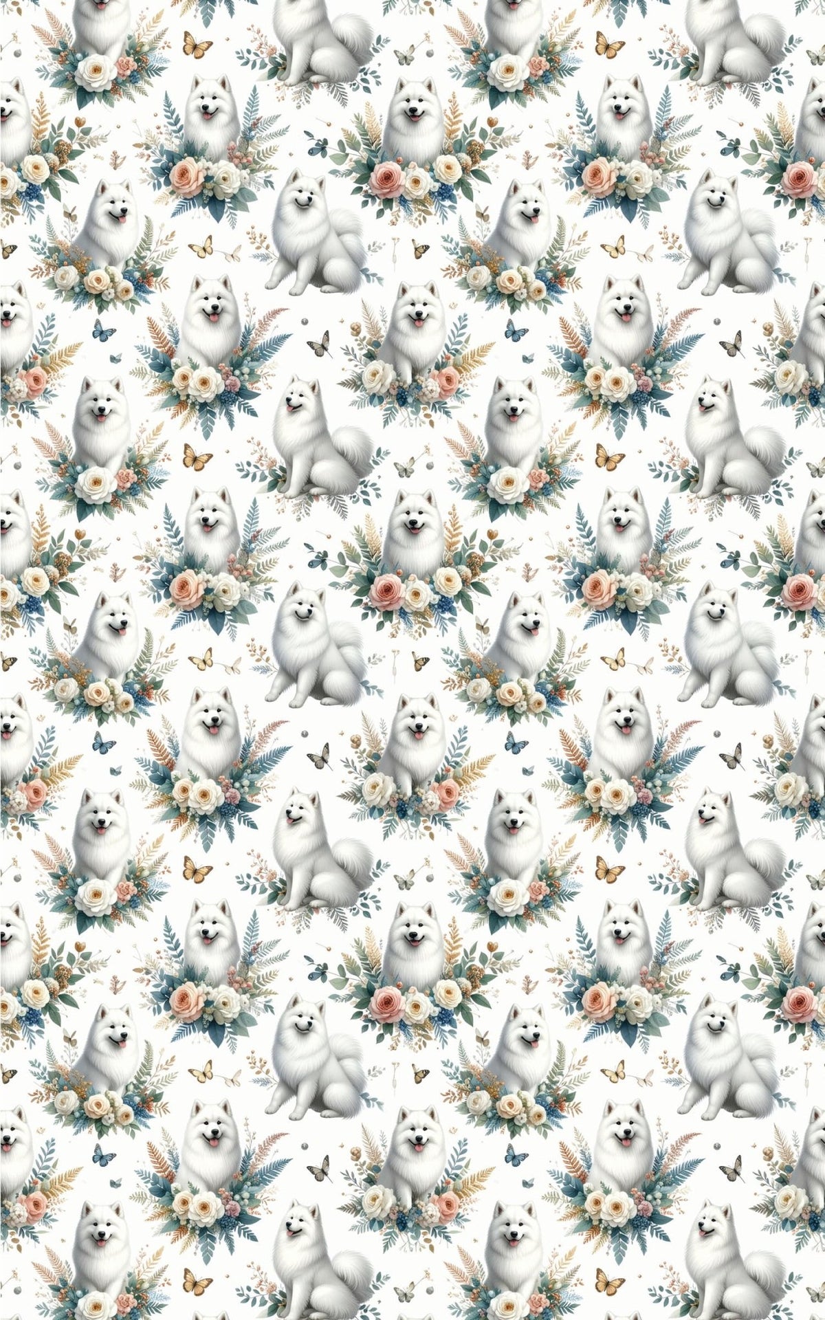 Luxury Botanical Samoyeds Wrapping Paper - London Penny Gift Wrap