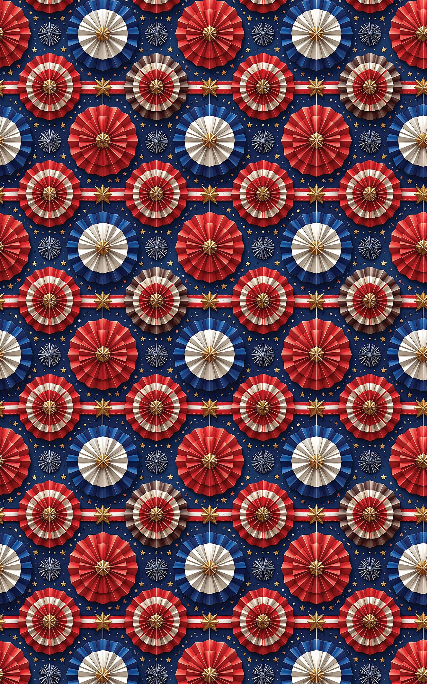 Liberty Star Rosettes Glossy Wrapping Paper