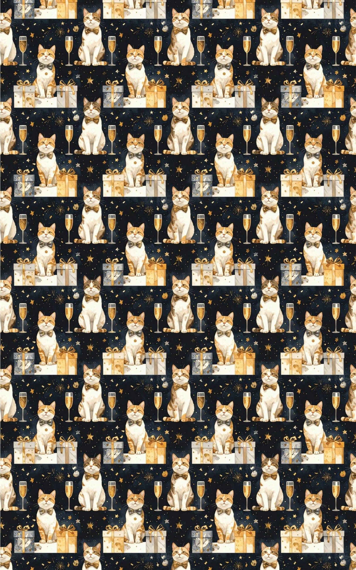 New Year's Celebration Cats (Exotic Shorthair) Wrapping Paper - London Penny Gift Wrap