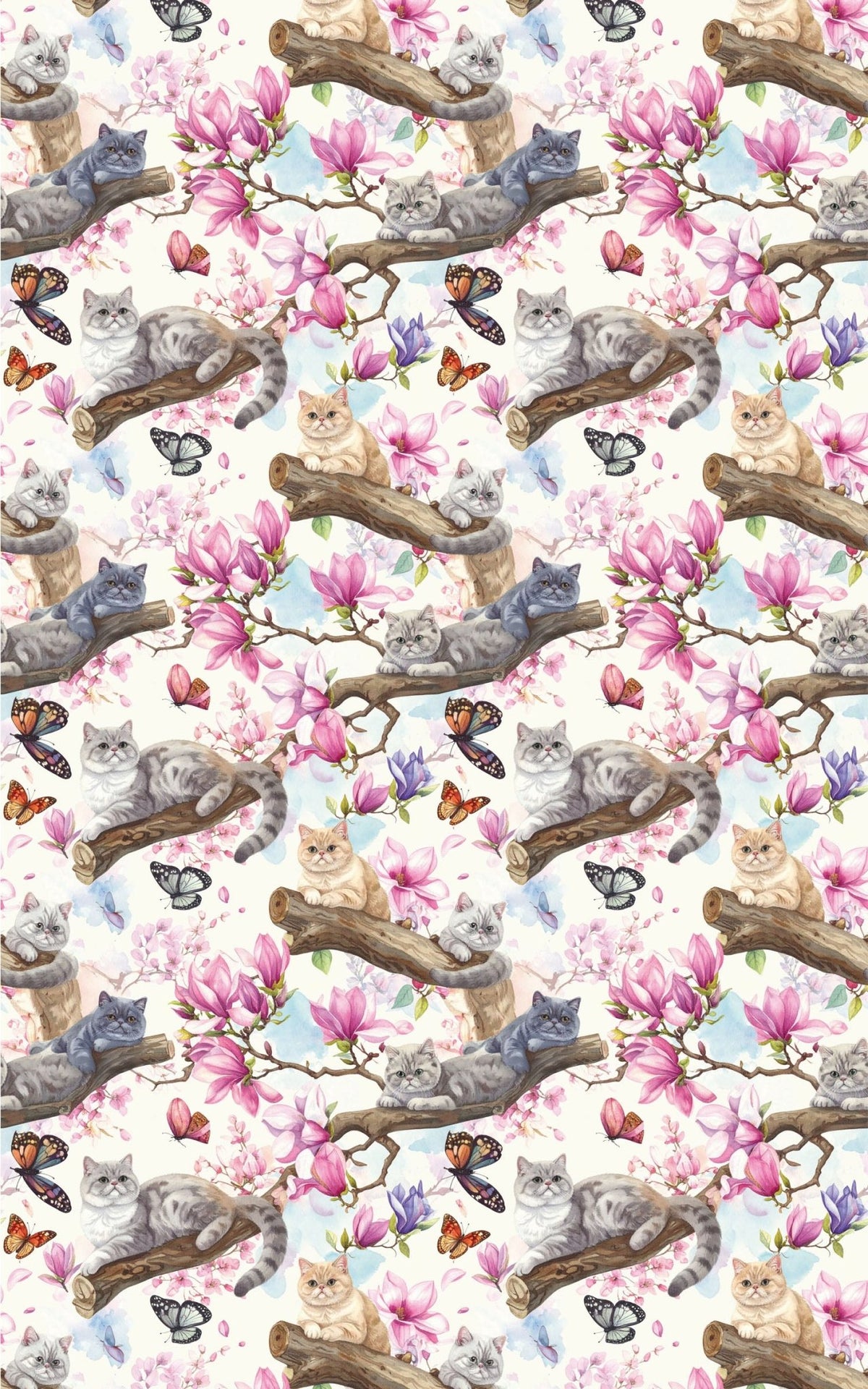 Spring Blossom Cats (Exotic Shorthair) Wrapping Paper - London Penny Gift Wrap