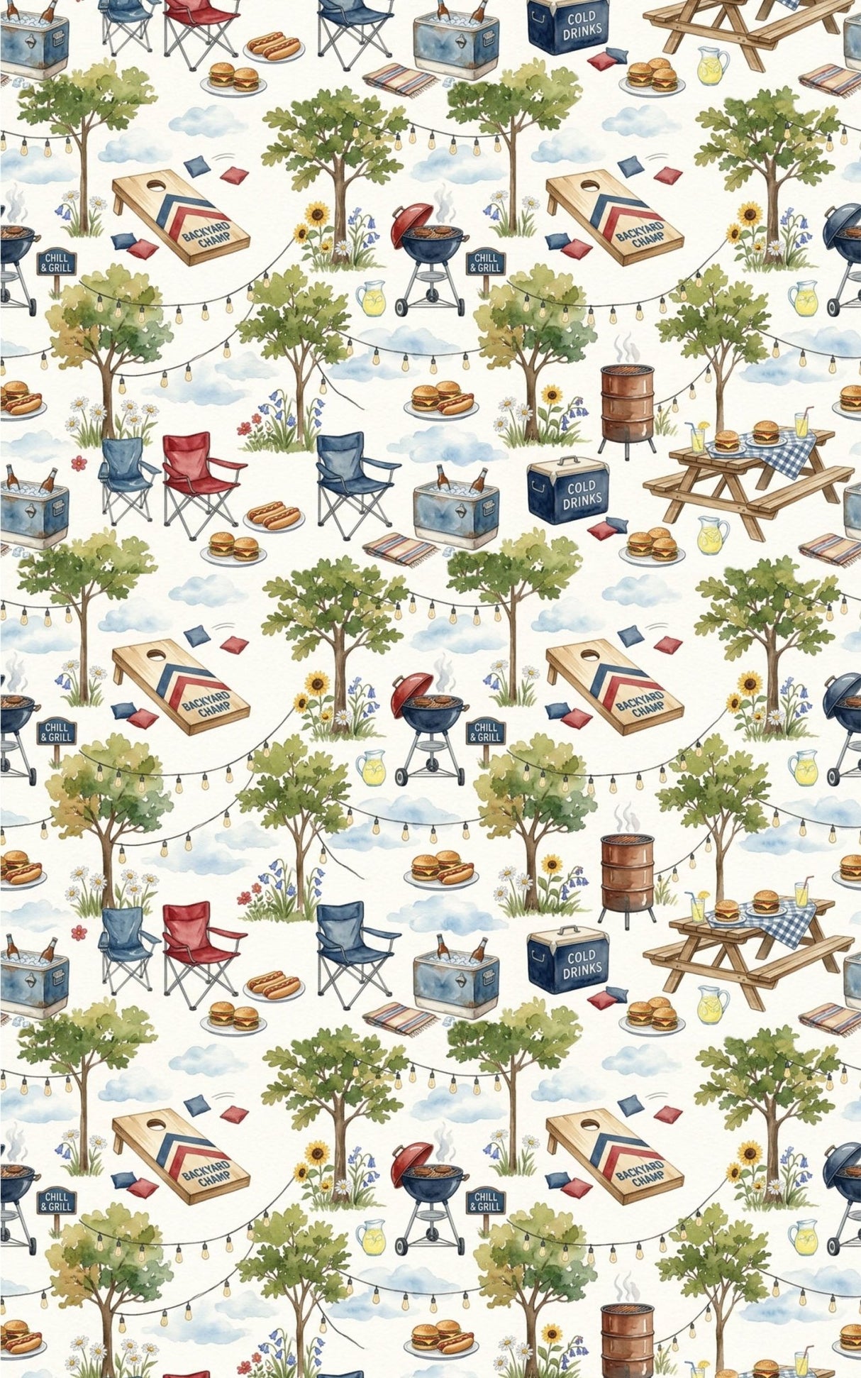 Backyard BBQ Gathering Wrapping Paper - London Penny Gift Wrap
