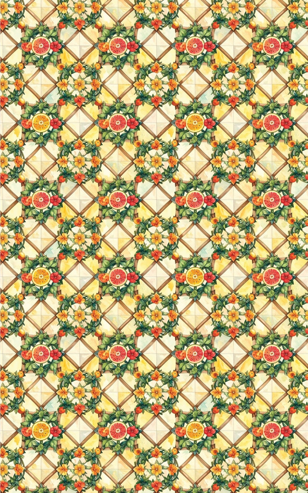 Summer Fruit Trellis Wrapping Paper - London Penny Gift Wrap