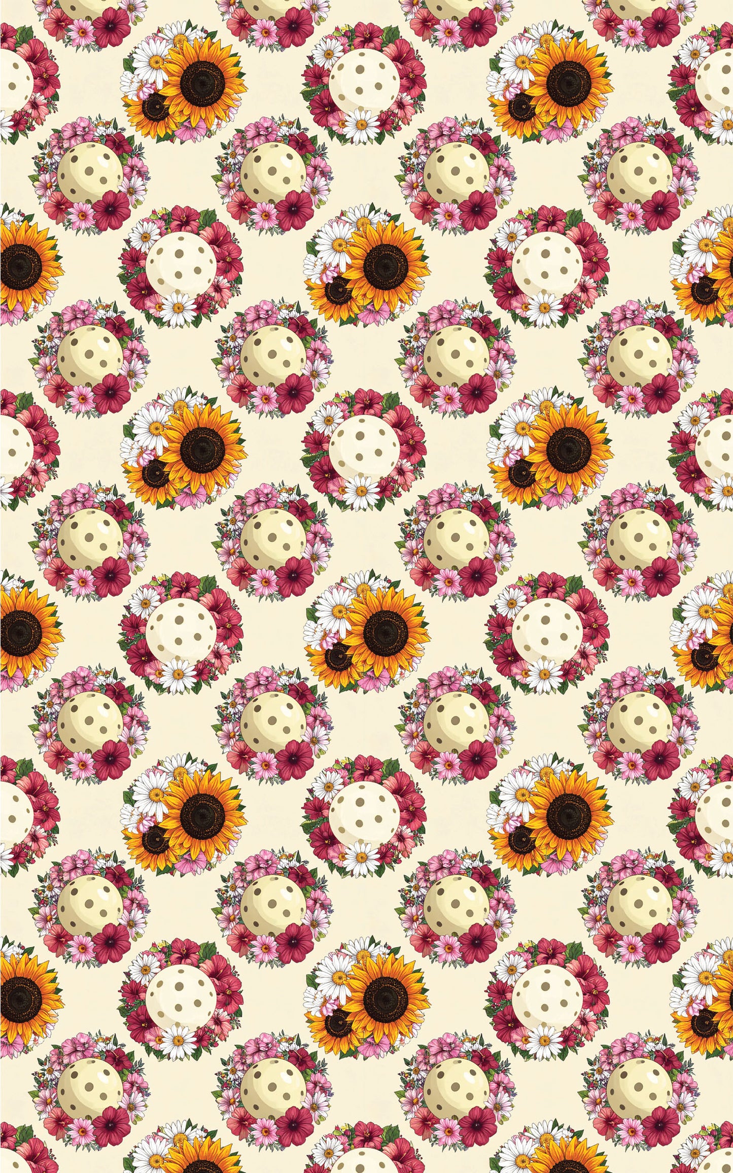 Blooming Pickleball Wreaths Wrapping Paper