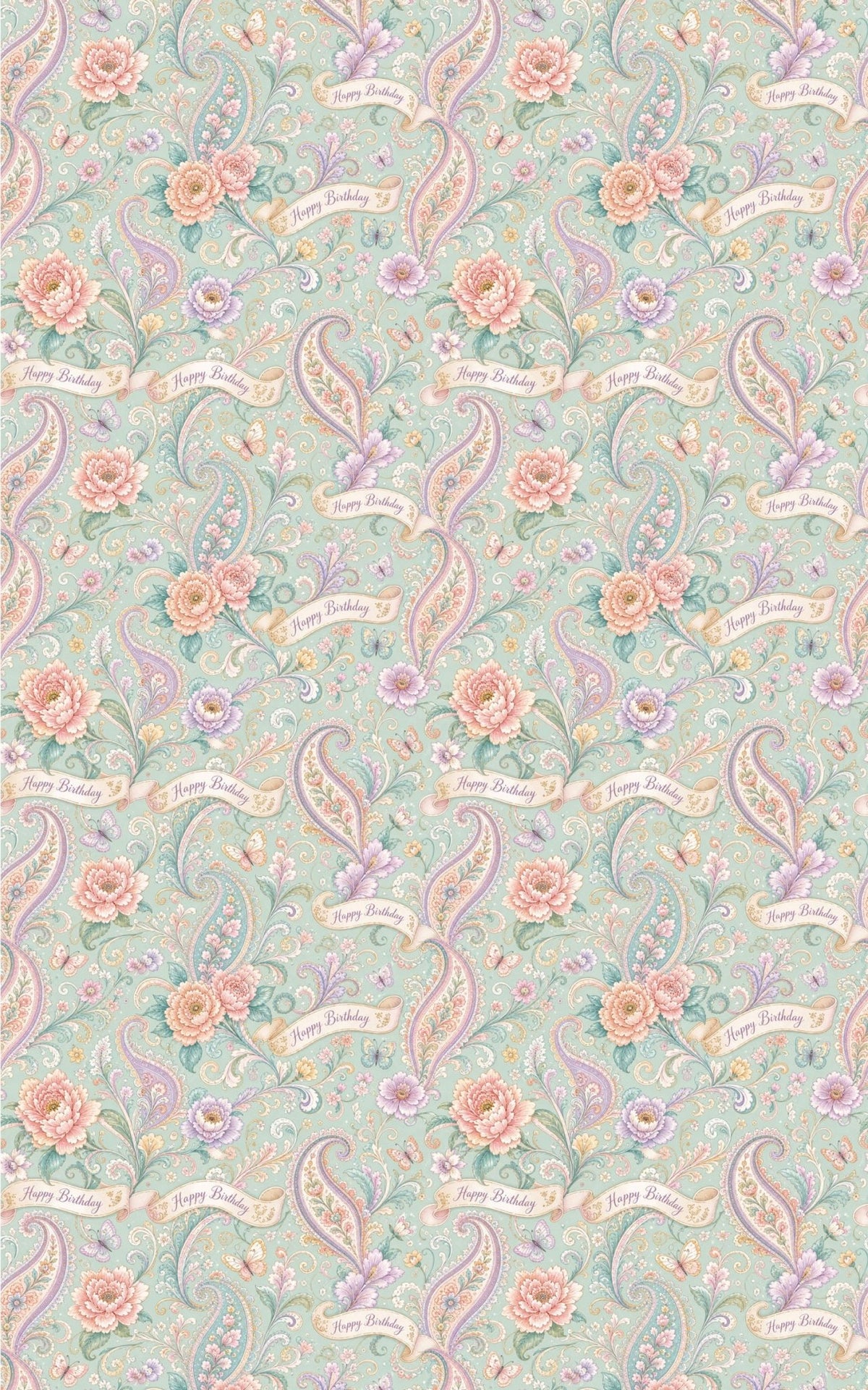 Dream Birthday Paisley Wrapping Paper - London Penny Gift Wrap