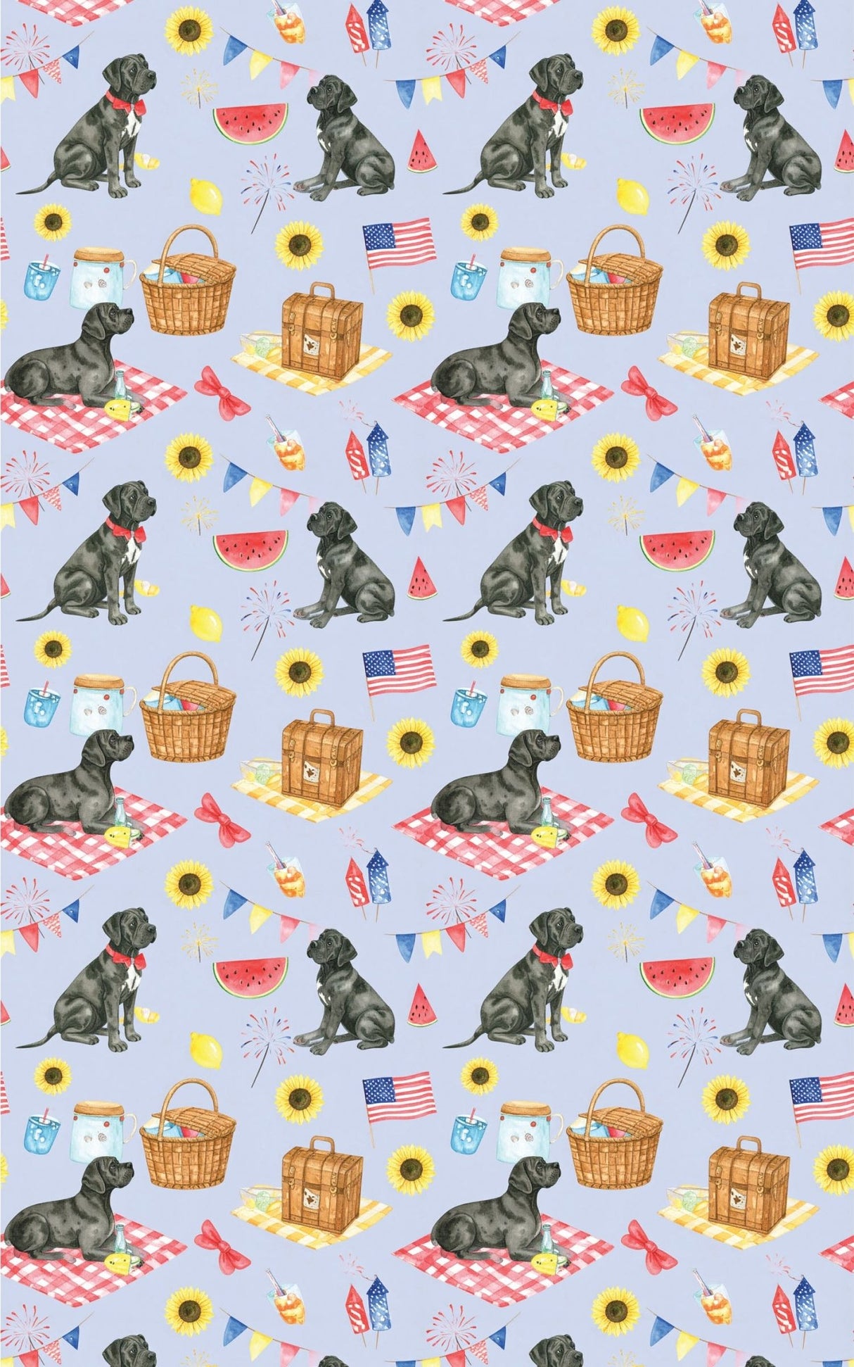 Fourth of July Picnic (Cane Corso) Wrapping Paper - London Penny Gift Wrap