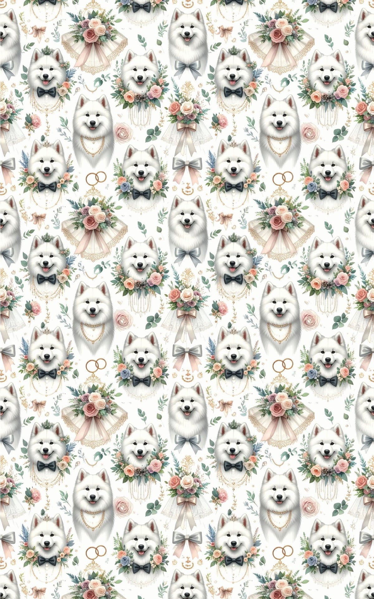 Wedding Samoyeds Wrapping Paper - London Penny Gift Wrap