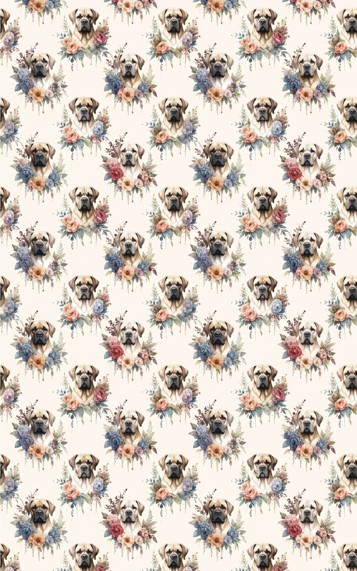Floral Elegance (English Mastiff) Wrapping Paper - London Penny Gift Wrap